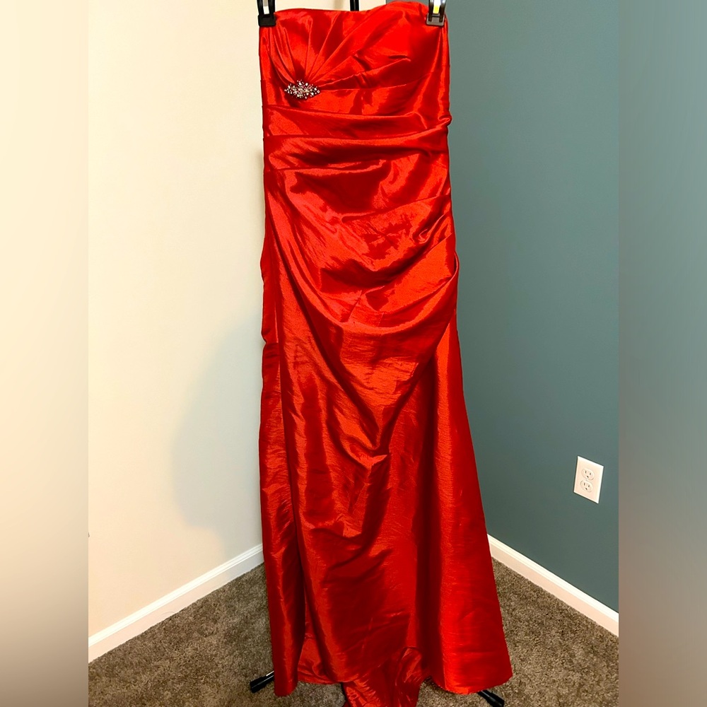 Crimson Strapless Gown